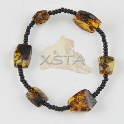Amber bracelet green with screw clasp 18 cm